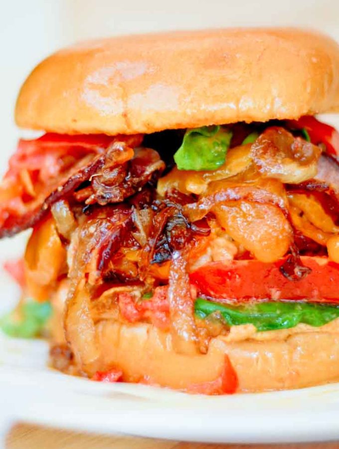chicken burger with bacon