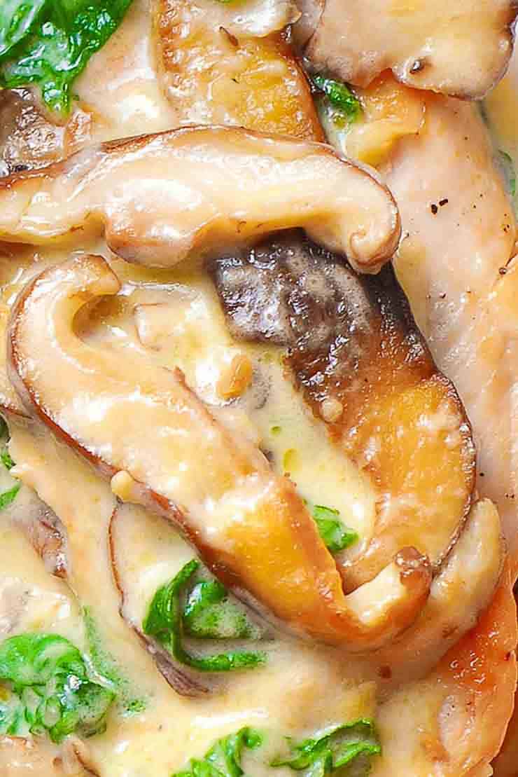 Easy Chicken Breasts with Spinach and Mushrooms
