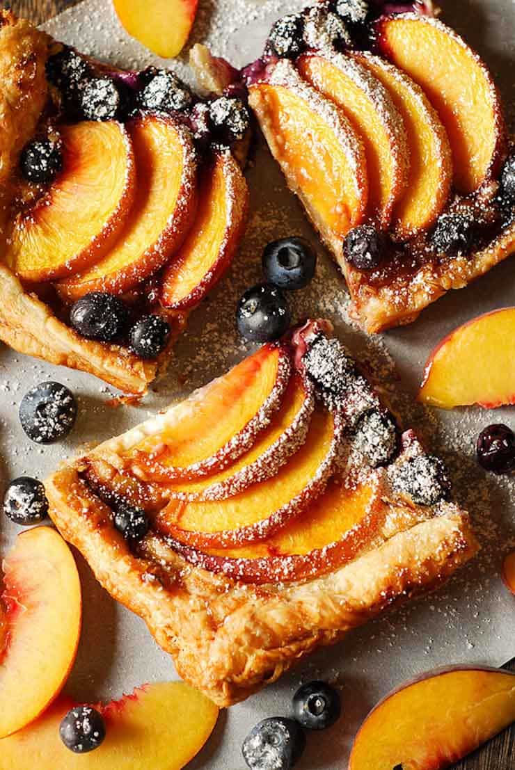 Easy Cream Cheese Puff Pastry with Peaches and Blueberries