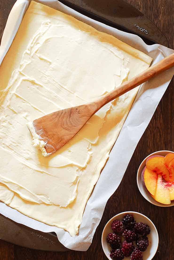 Easy Cream Cheese Puff Pastry with Peaches and Blueberries
