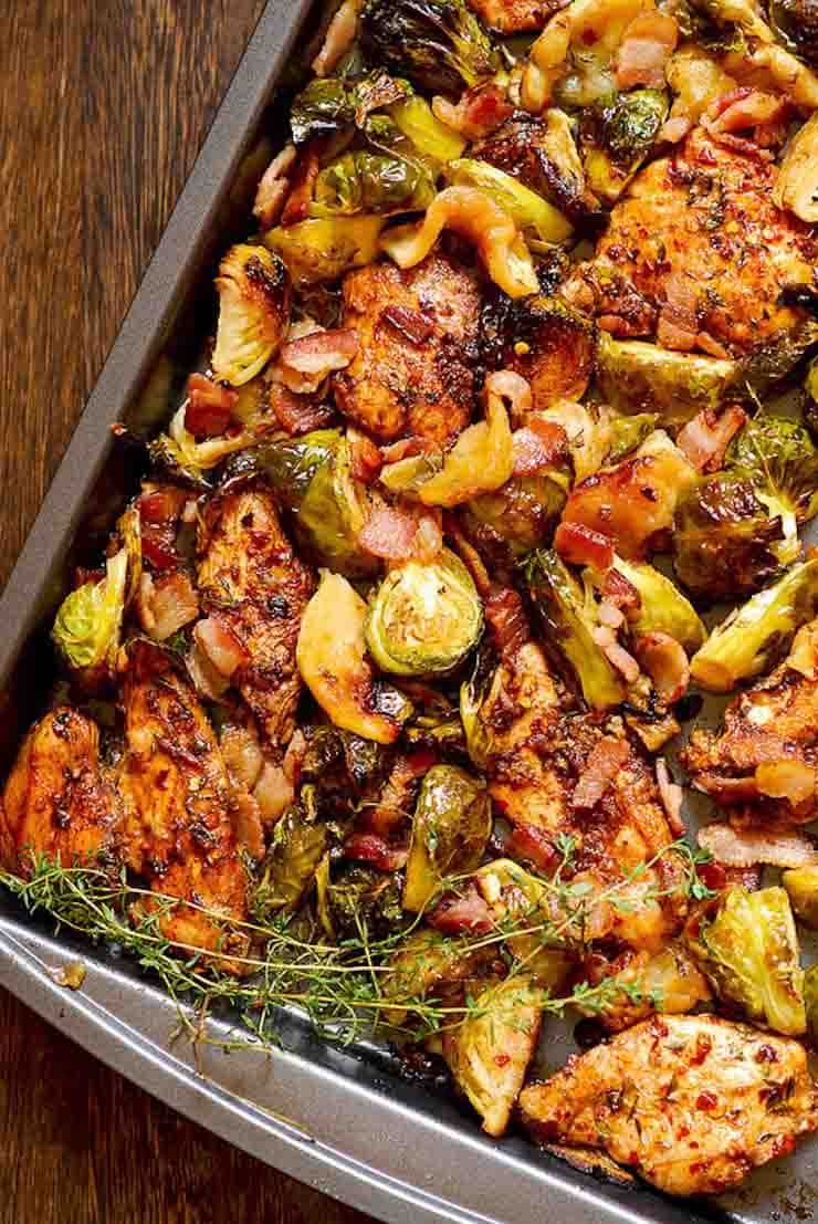 Sheet Pan Chicken with Brussels sprouts