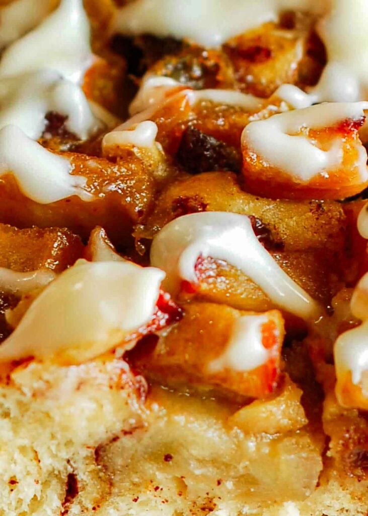 Cinnamon Roll Apple Cake with Cream Cheese Icing