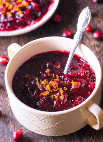Grand Marinier Cranberry Sauce in a bowl