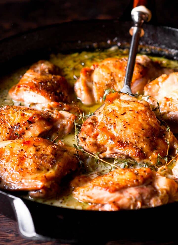 Herb Roasted Chicken Thighs in a Skillet