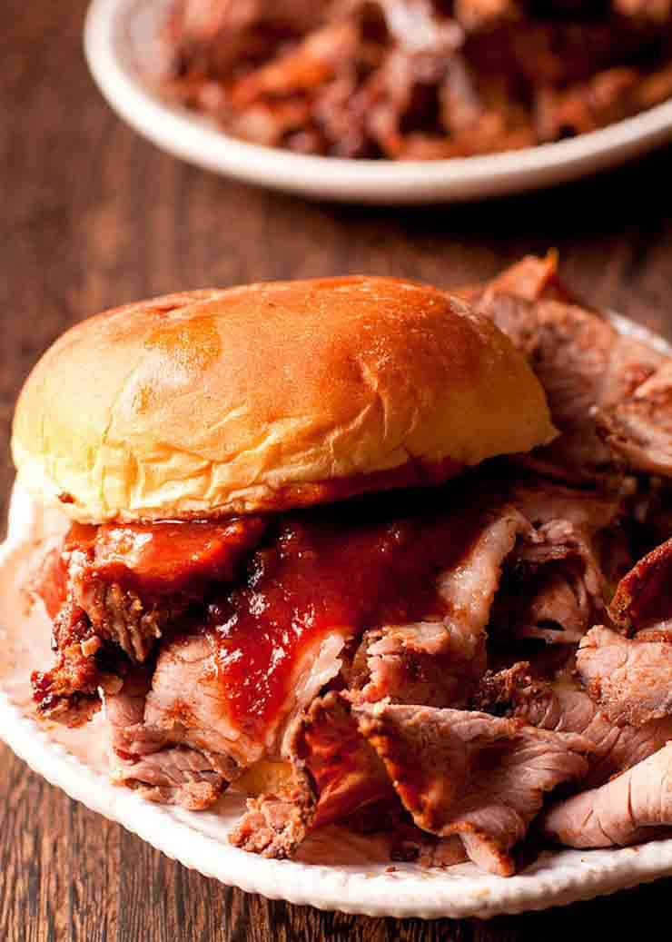 Instant Pot Barbecue Beef Brisket on a plate