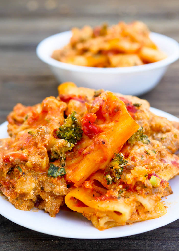 Baked Ziti with Sausage, Broccoli and Spinach