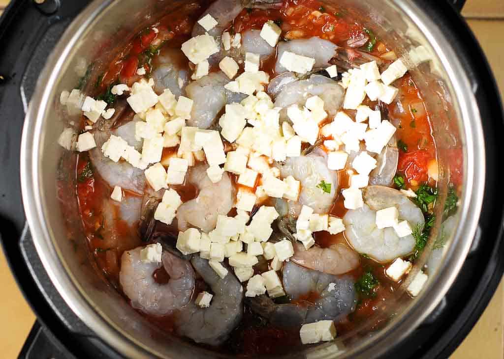 Shrimp and feta inside instant pot