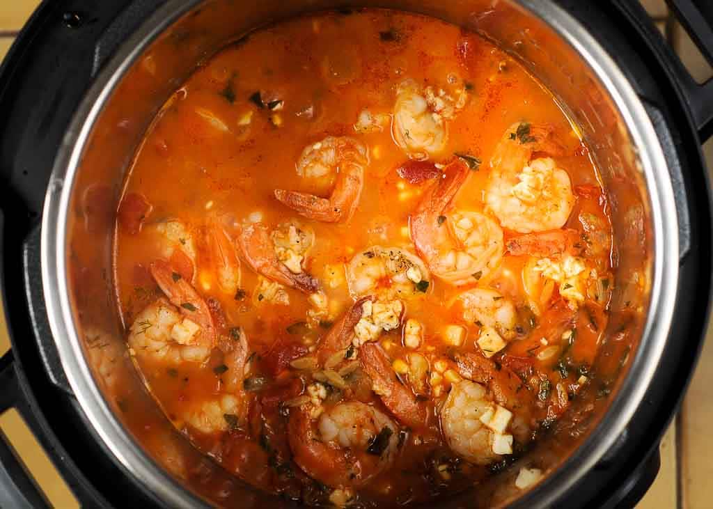 Shrimp in sauce inside instant pot