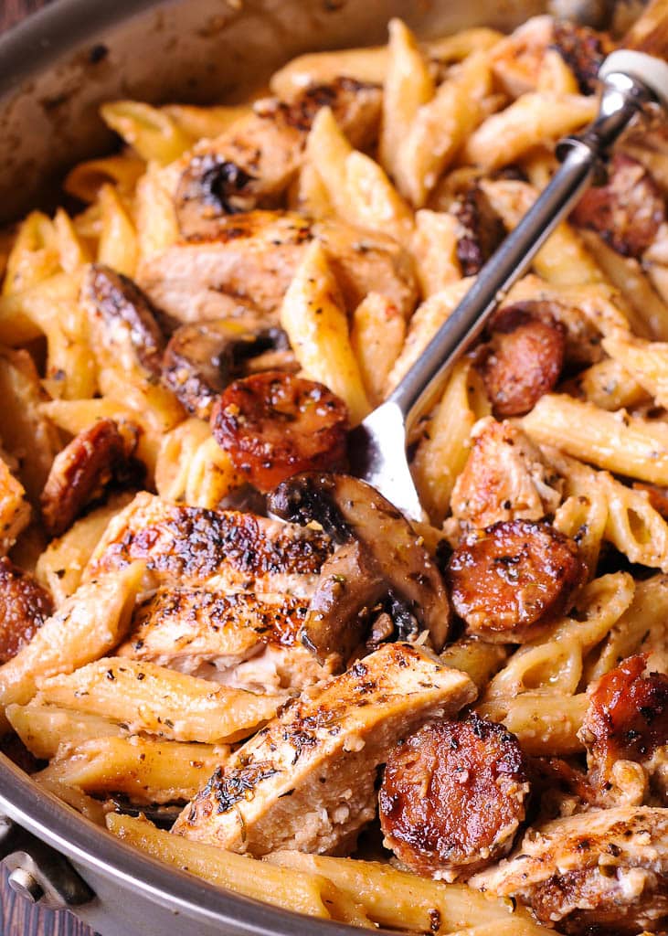 Creamy Cajun Chicken and Sausage Pasta - What's In The Pan?