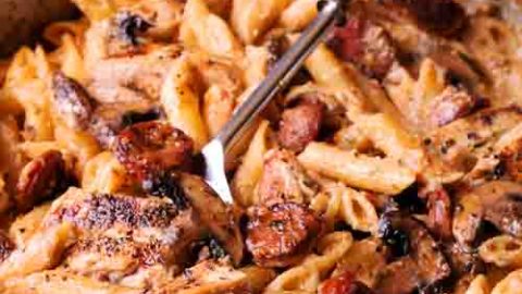 Creamy Cajun Chicken Pasta With Smoked Sausage What S In The Pan