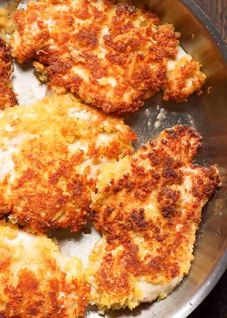 Parmesan Crusted Chicken  in a pan