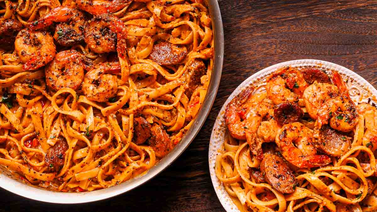 Creamy Cajun Shrimp and Sausage Pasta