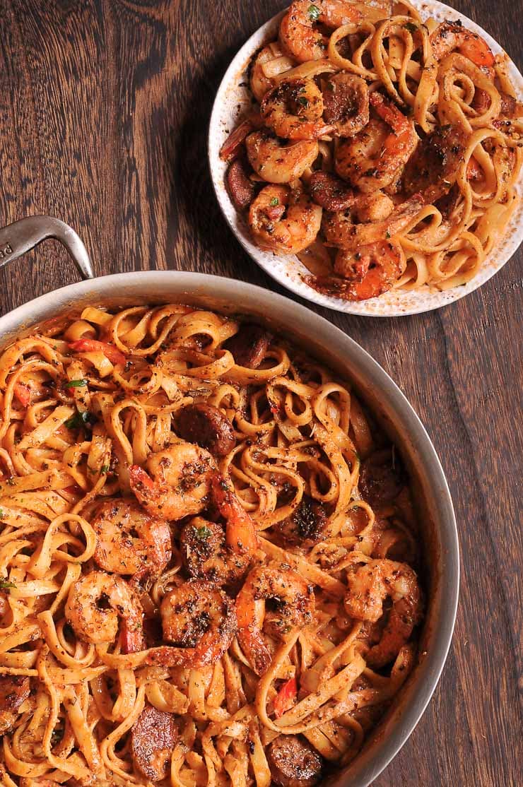 Creamy Cajun Shrimp Pasta with Sausage - What's In The Pan?