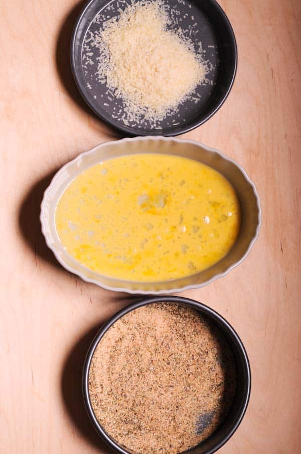 Bowls for coating Baked Chicken Parmesan