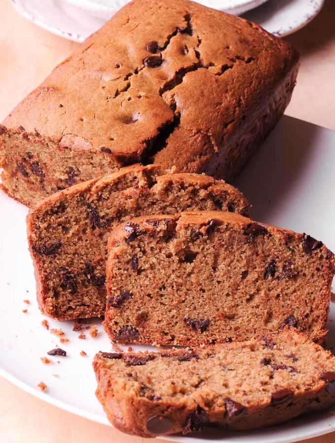 This gluten free chocolate chip loaf recipe is so good that it makes it easy to make it weekly and not feel guilty about this indulgent treat! 