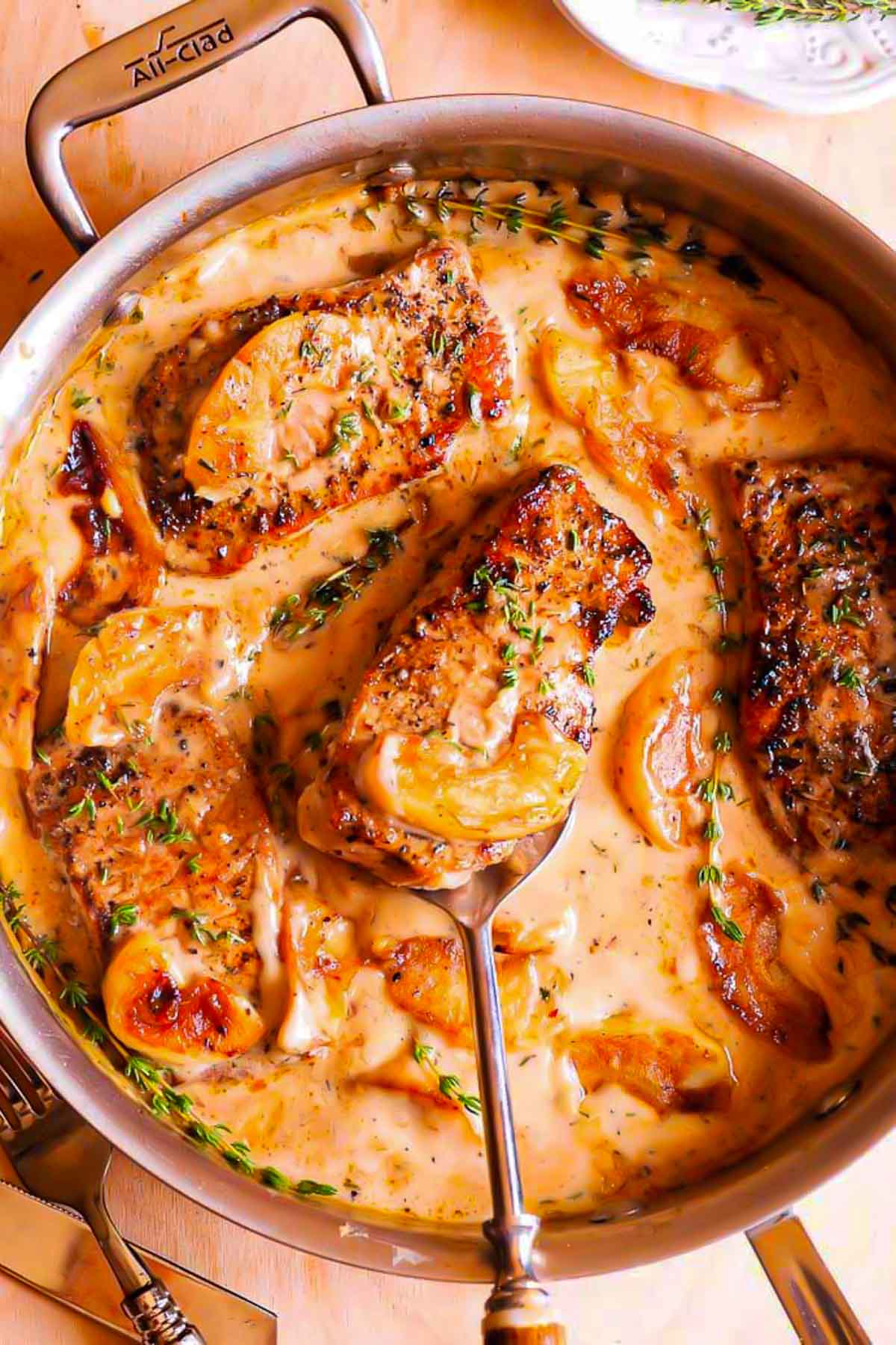 apple cider pork chops overview shot