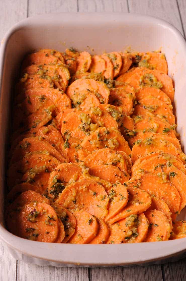 Garlic Parmesan Sweet Potatoes