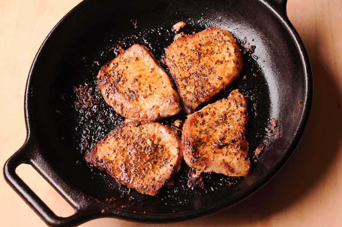 seared pork chops