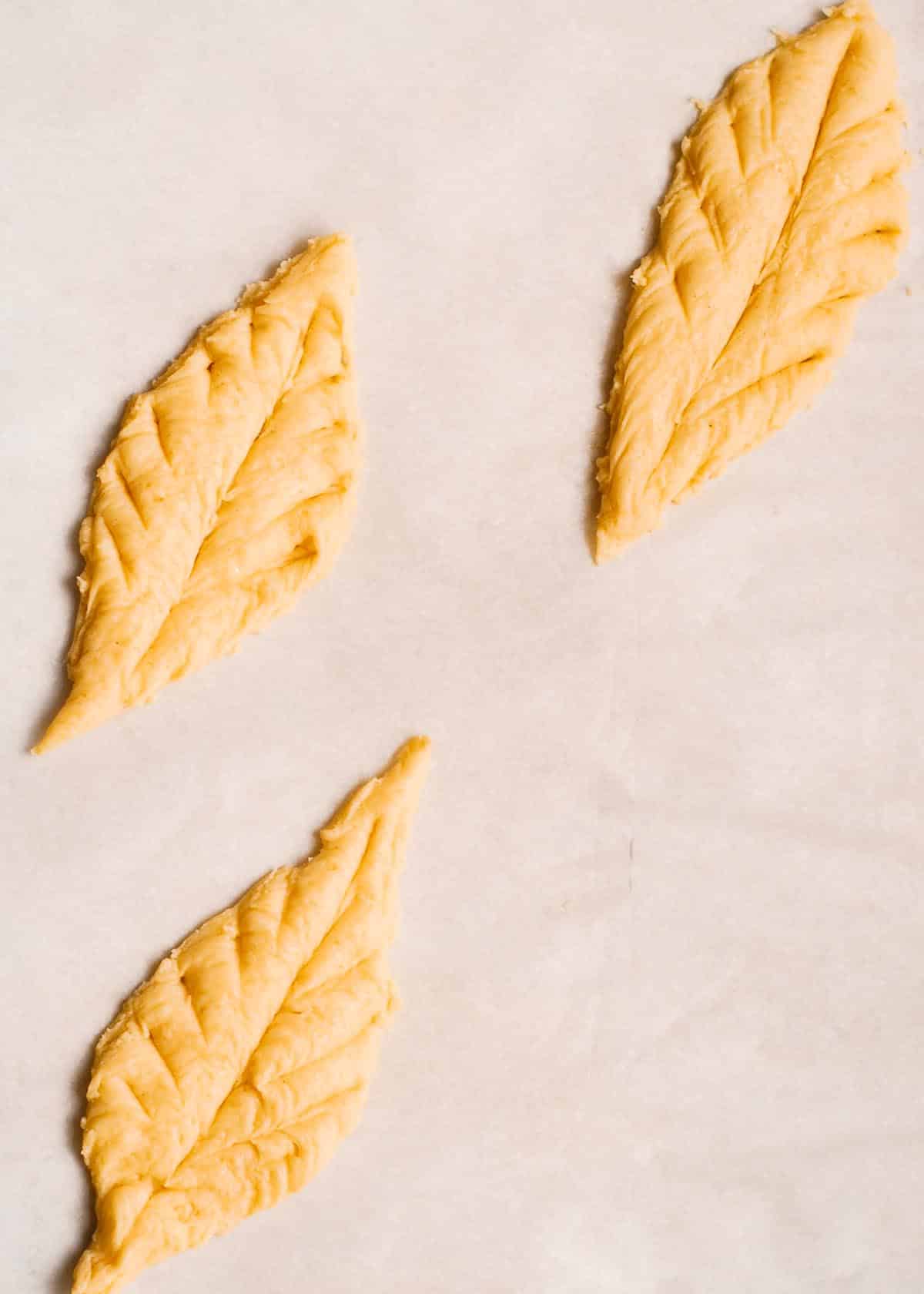 Decorative leaves of brie bread
