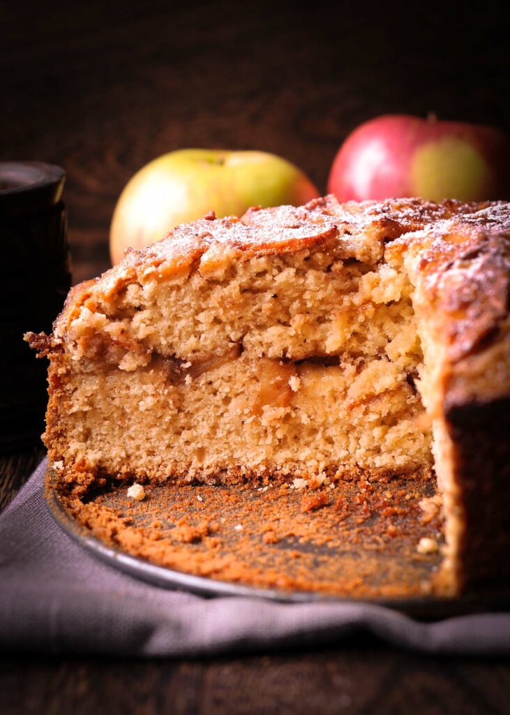 Apple Cake cut from a side