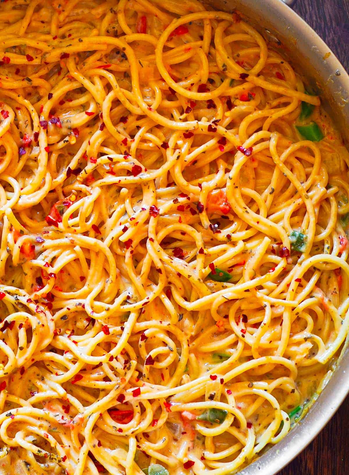 Garlic Butter Spaghetti in a skillet