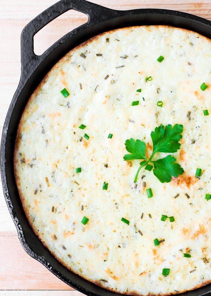 Buttery Mashed Potato Pie with Herb and Garlic Cream Cheese