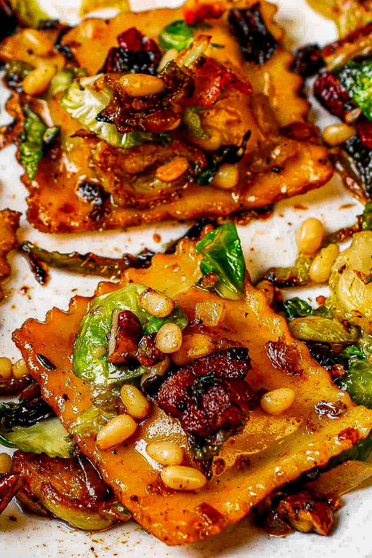 brussels sprouts ravioli with cranberries