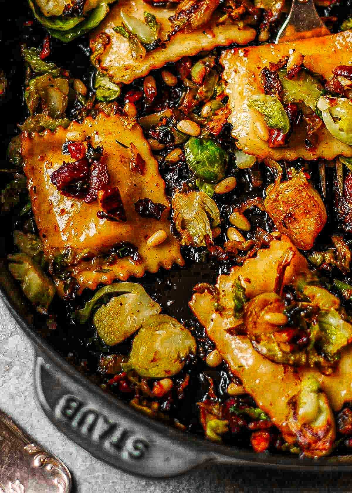 brussels sprouts ravioli with cranberries