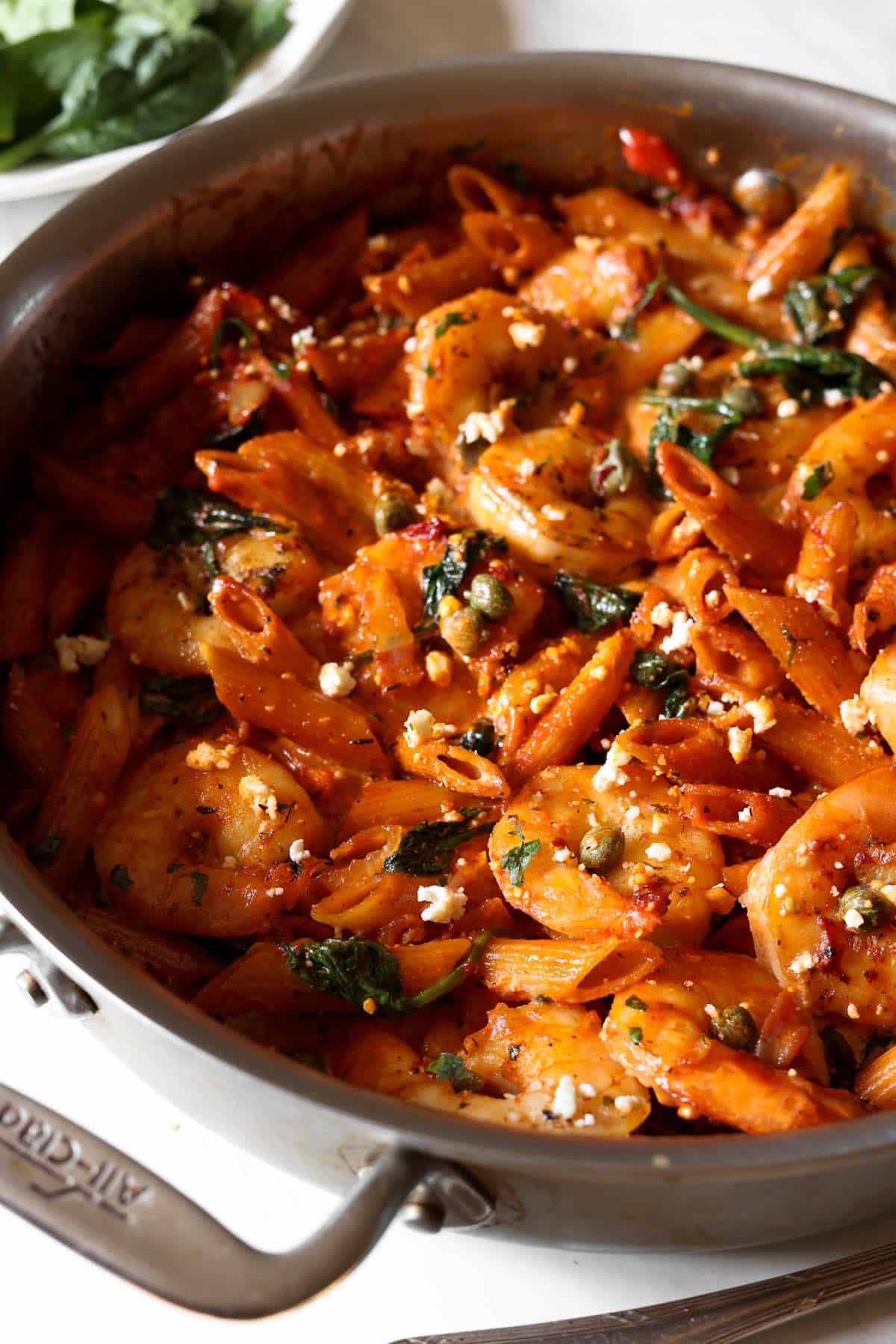Shrimp and pancetta pasta