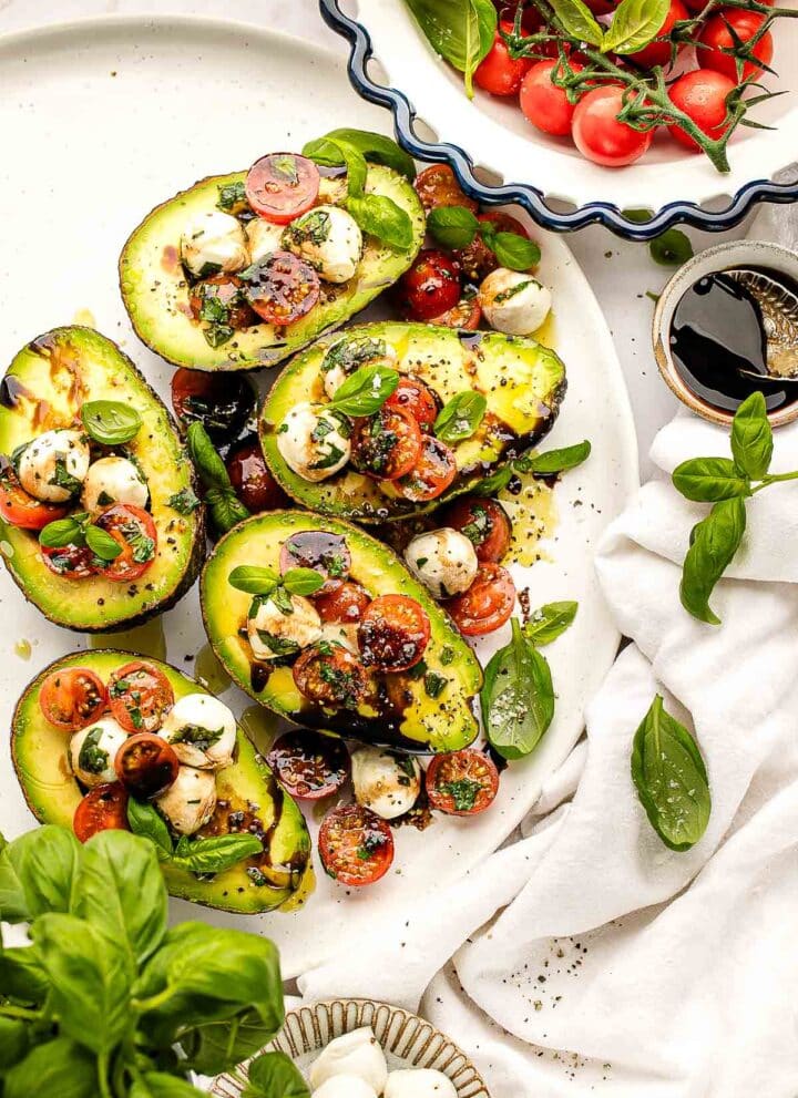 Caprese stuffed avocados