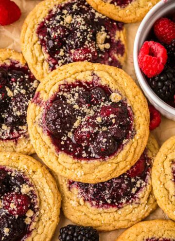 Berry Cobbler Cookies with berries on the side