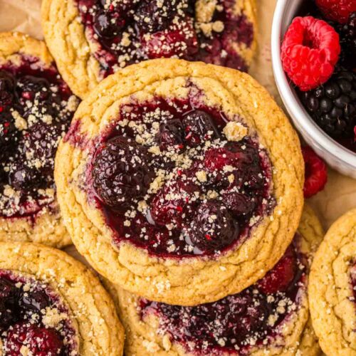Berry Cobbler Cookies with berries on the side