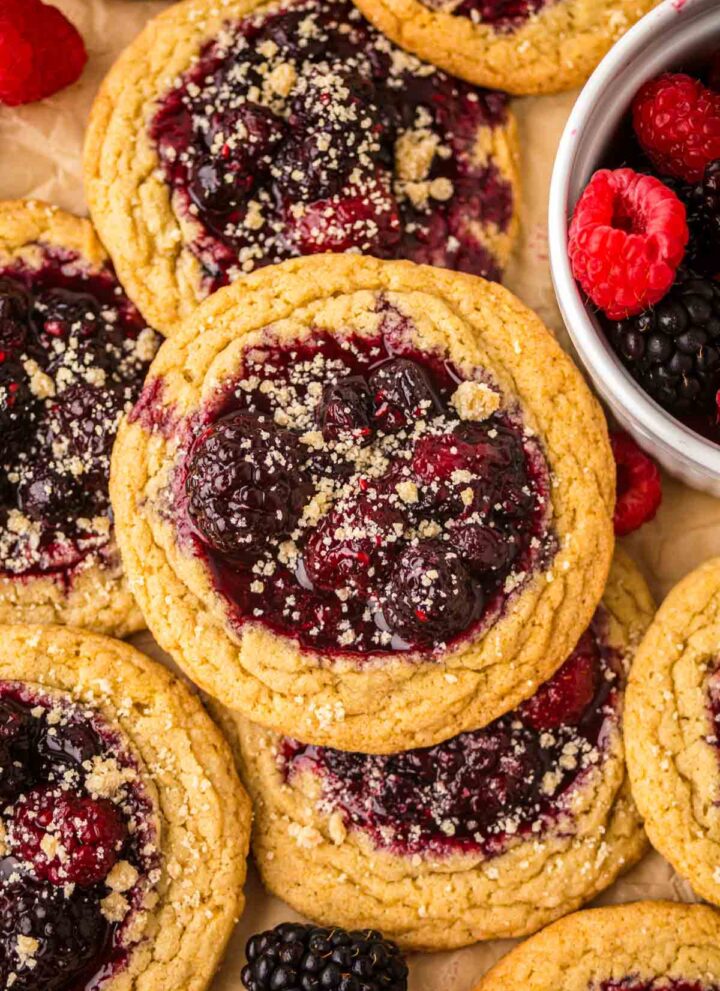 Berry Cobbler Cookies with berries on the side