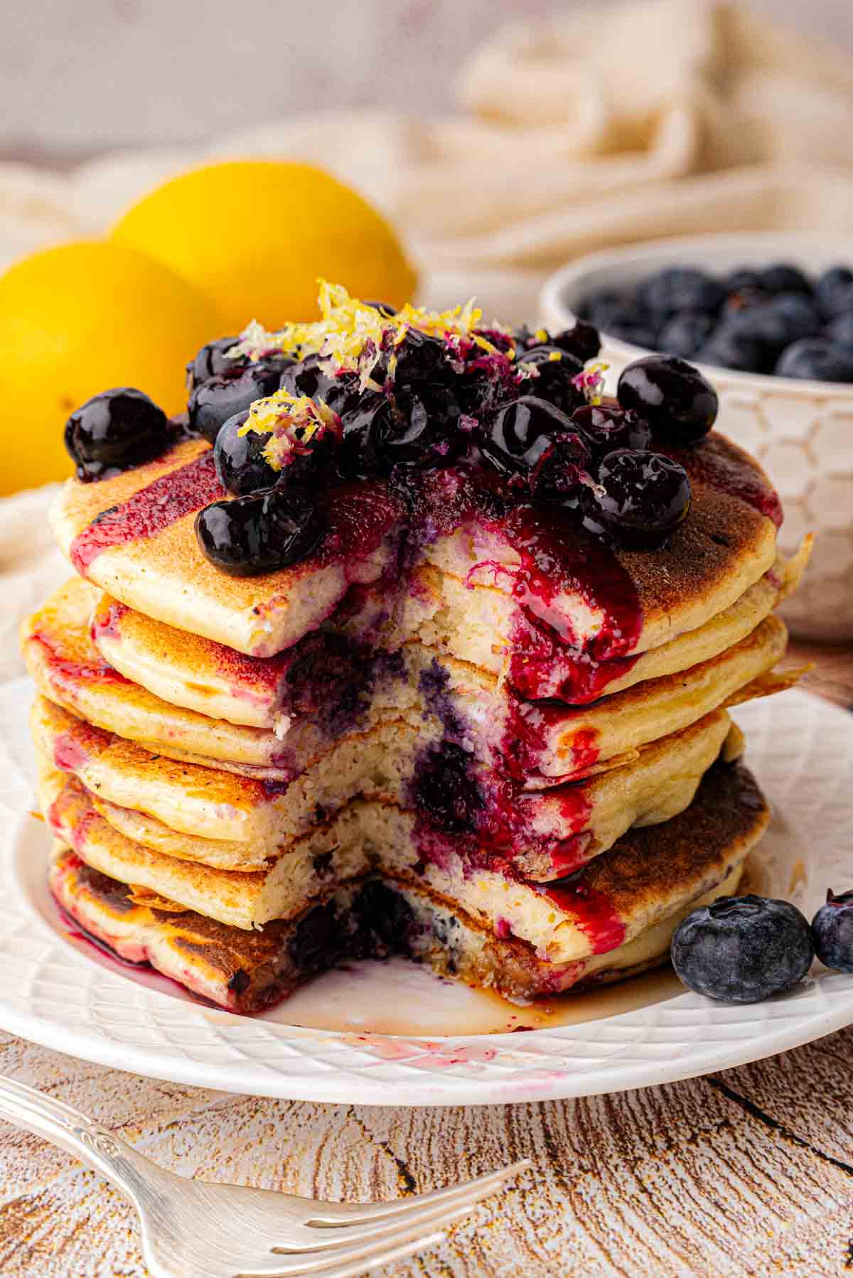 Lemon Ricotta Pancakes with Blueberries