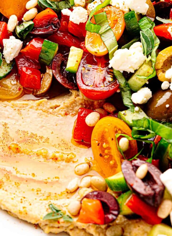 Loaded Hummus with Olives and Feta