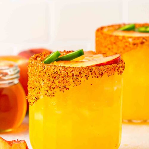 peach margarita with hot honey