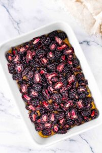 blackberries added on top of Oreo crust