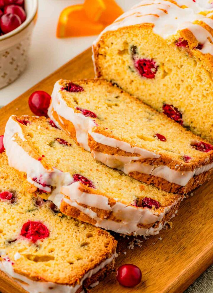 Cranberry Orange Bread with Vanilla Orange Glaze