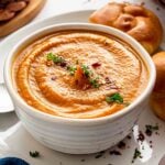 Spicy sweet potato soup in the bowl