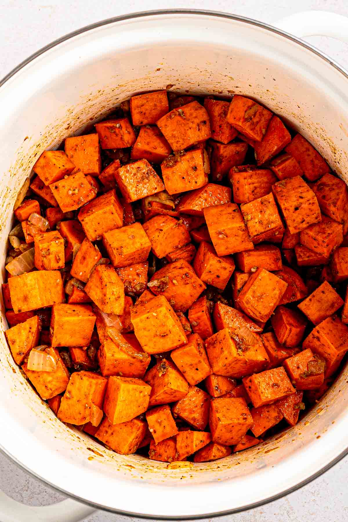 sweet potatoes in the pot