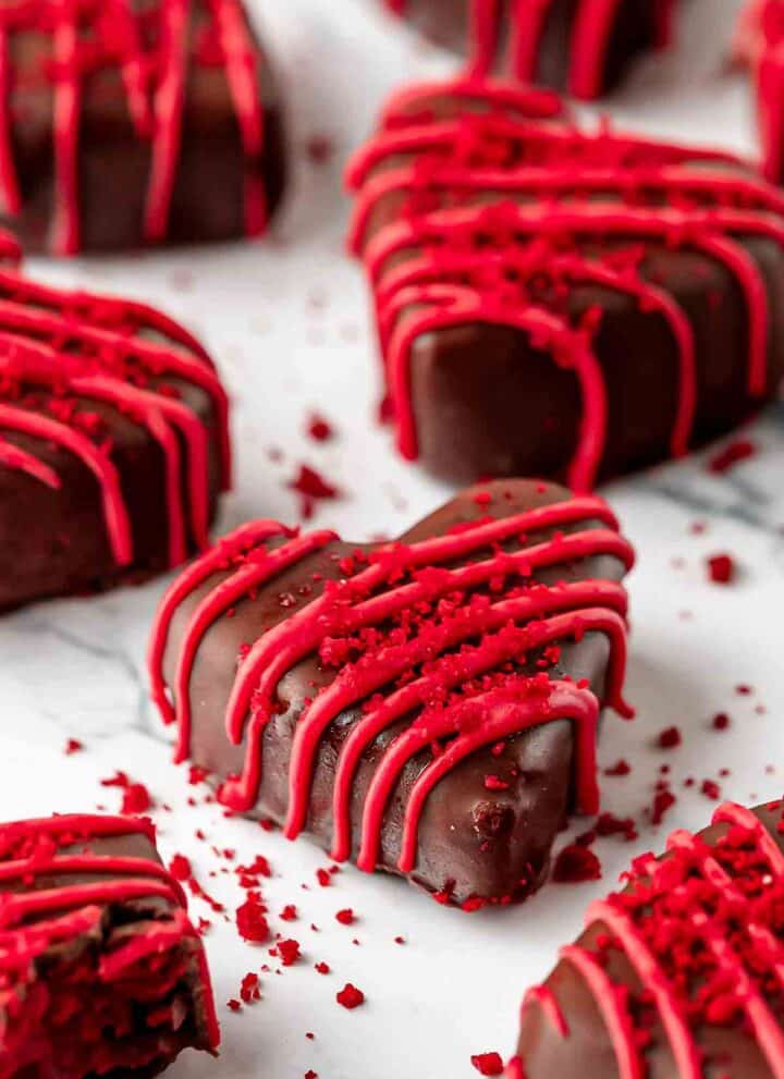 red velvet heart truffles