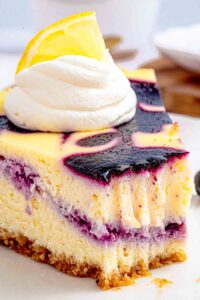 Lemon Blueberry Cheesecake with Fresh Blueberry Swirl