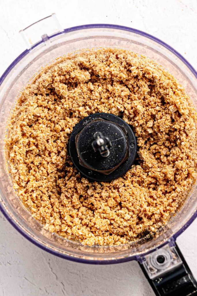 crushed graham crackers inside food processor