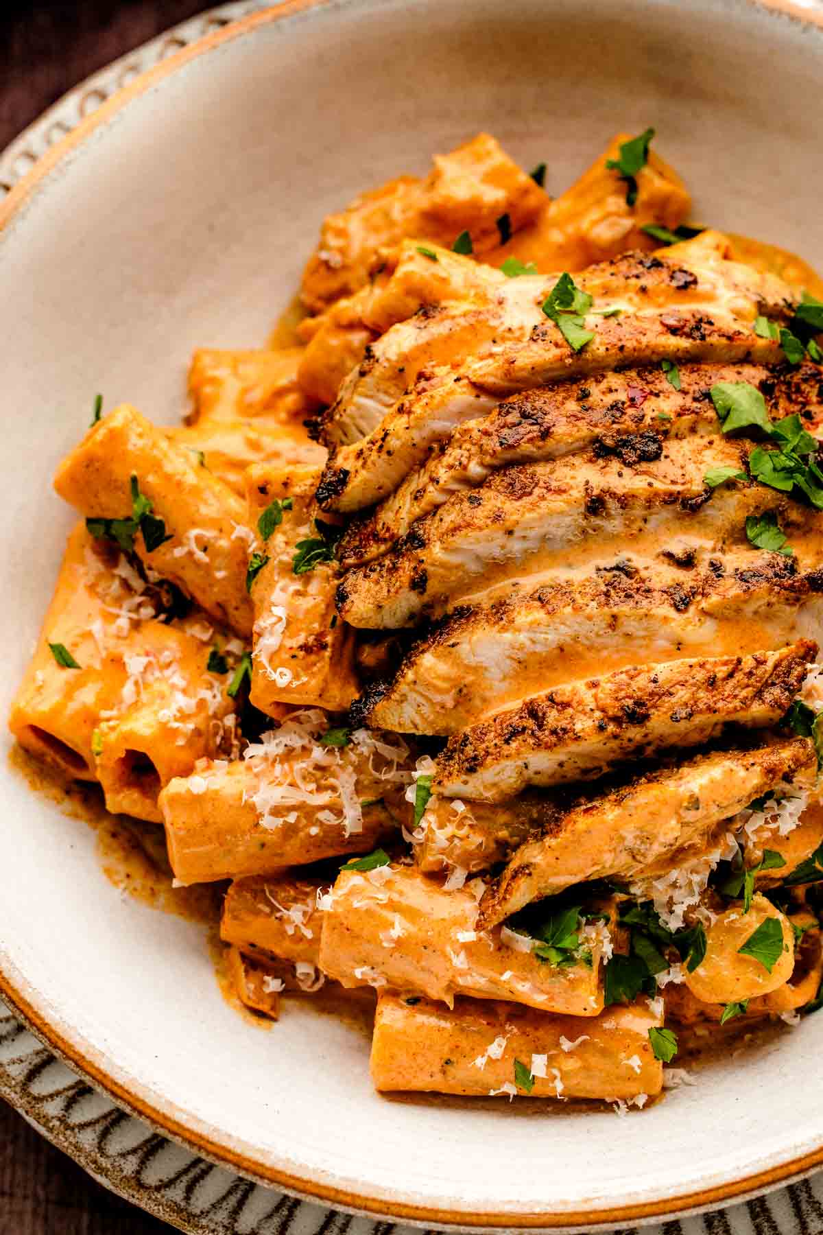 Cheesecake Factory Spicy and Creamy Chicken Chipotle Pasta in a bowl