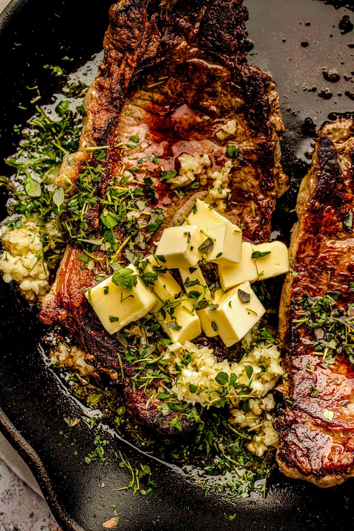 butter added to the sirloin steak