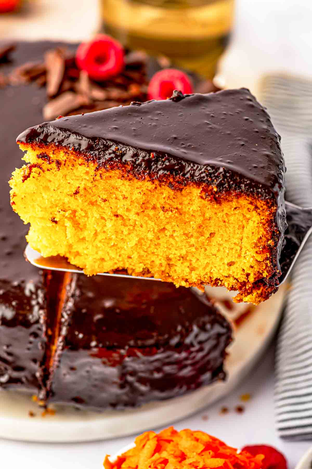 Brazilian Carrot Cake with chocolate glaze made with condensed milk