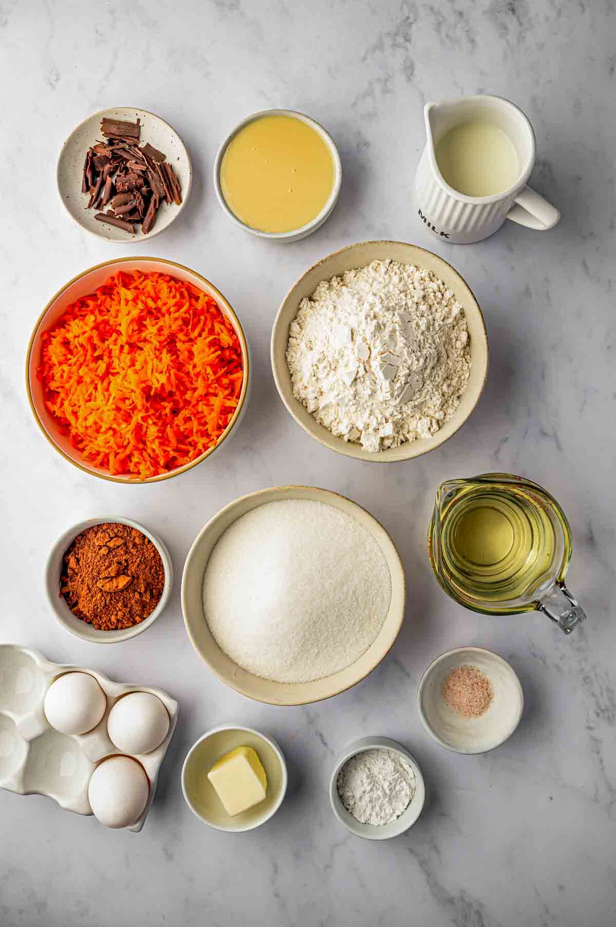 Brazilian Carrot Cake with chocolate glaze ingredients