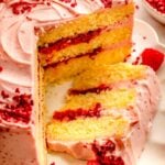 Lemon raspberry layer cake with raspberry buttercream frosting