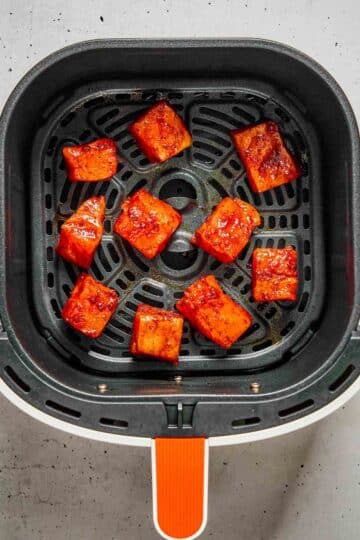 salmon bites on an air fryer