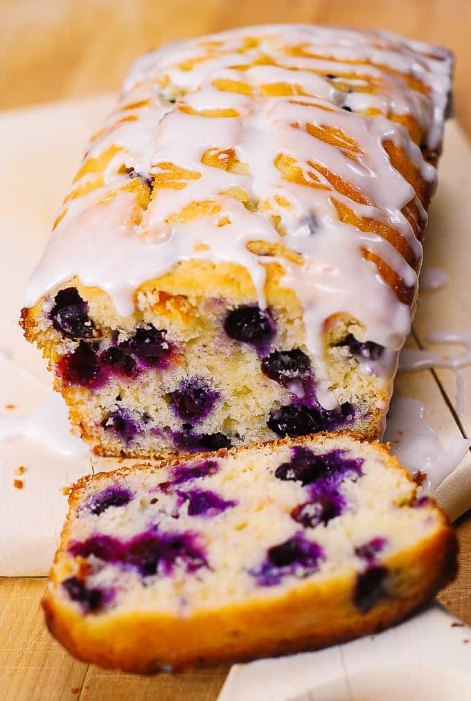 blueberry lemon bread with lemon glaze